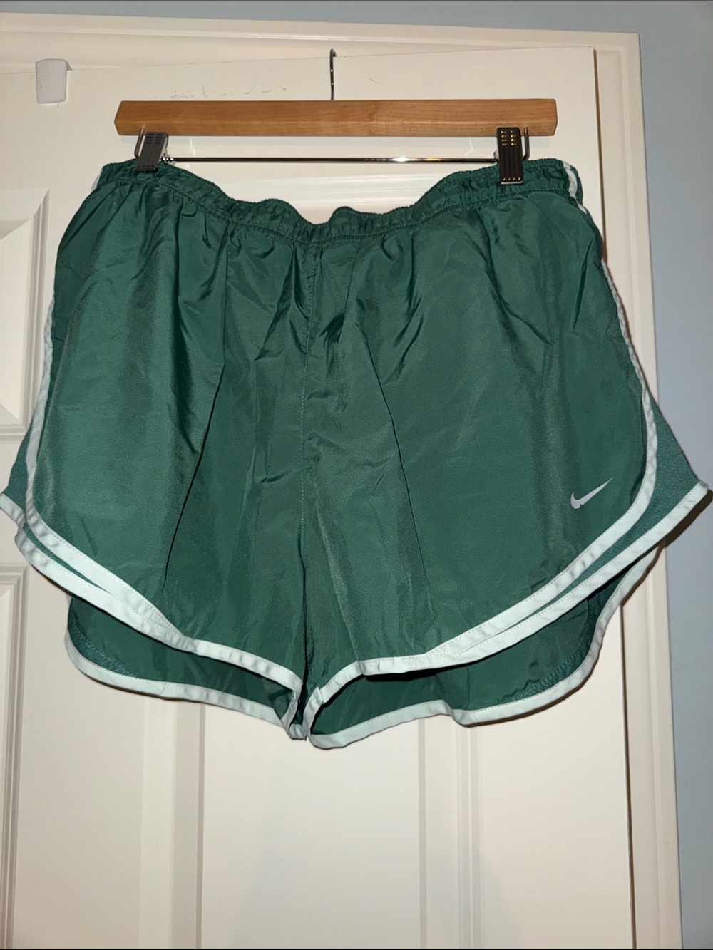 Nike Sage Green Athletic Shorts with White Trim